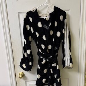PINK Victoria's Secret Black and White Polka Dot Robe